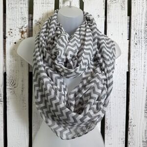 Gray‎ Chevron Infinity Scarf Lightweight Soft Womens Fashion Accessory Y2K 2010'